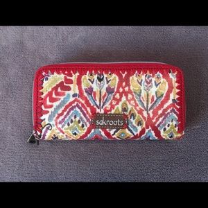 Sakroots Red Brave Double Zip Wallet